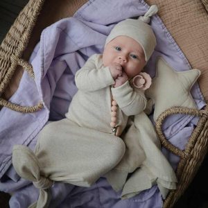 Primeras puestas para bebé - Pelele con nudo beige